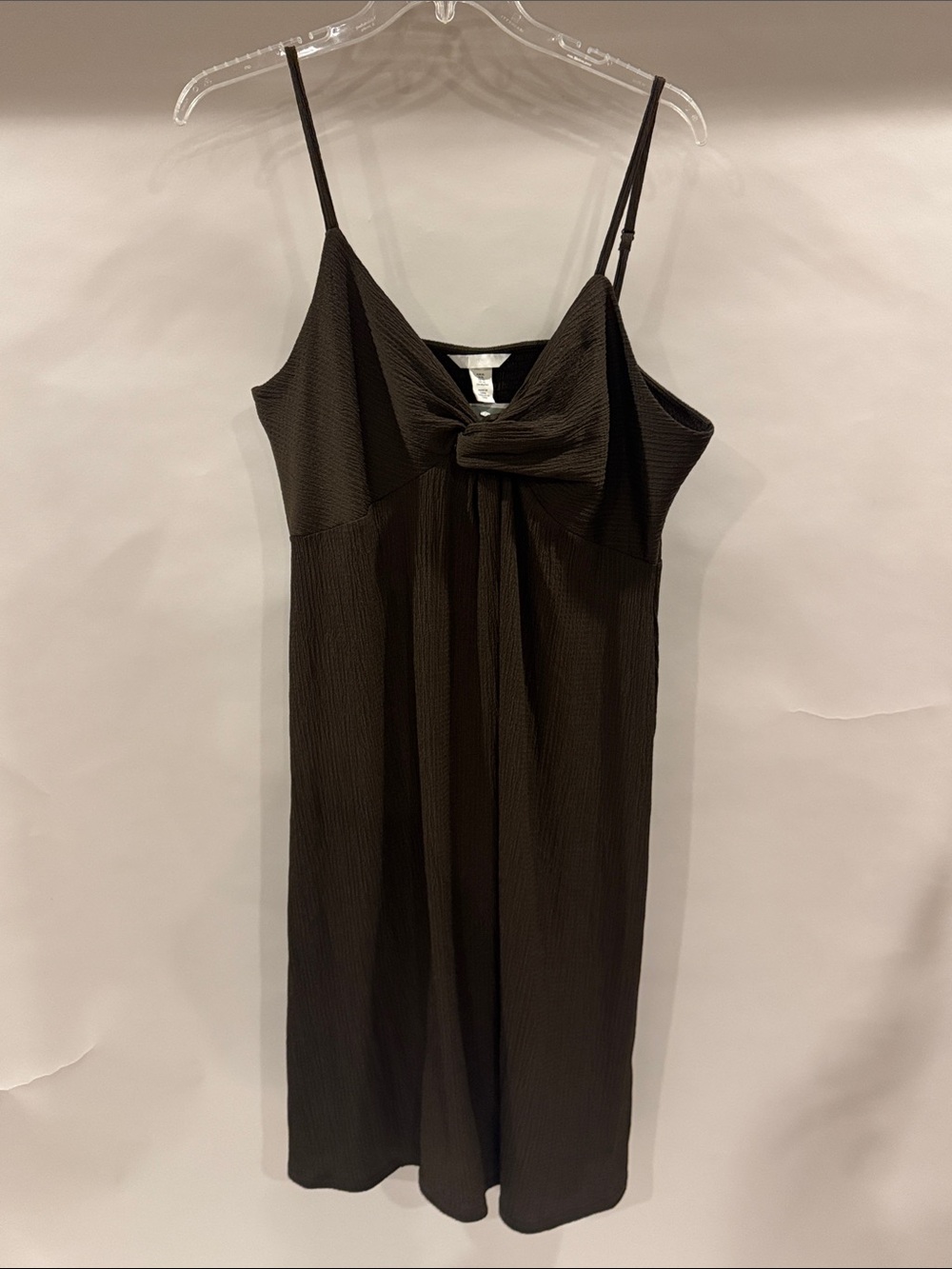 H&M Brown Spaghetti-Strap Adjustable Dress with Bow Front